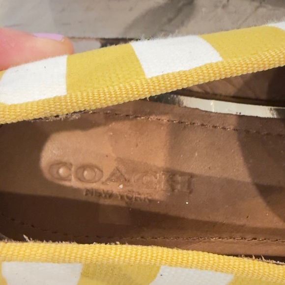 COACH UTOPIA EMBROIDERED LOBSTER YELLOW WHITE STRIPE LOAFER COQUETTE PREPPY 5B - Picture 9 of 11
